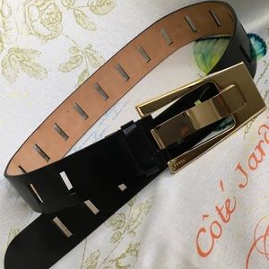 Gucci Black Leather Belt with Cutouts